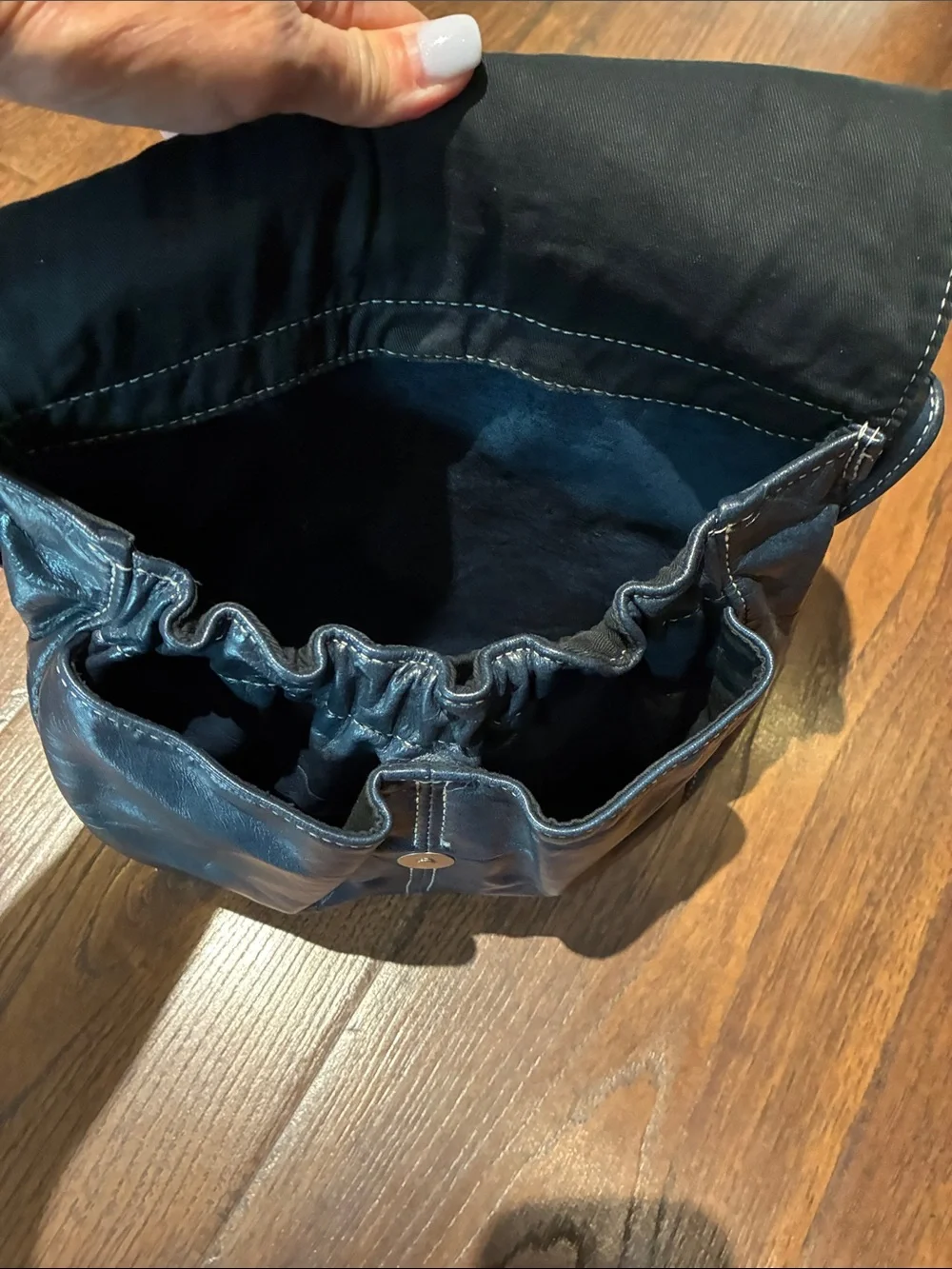 Women’s Navy Leather Messenger Sling Bag